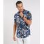 Camisa-Masculina-Estampada-de-Folhagem-Manga-Curta-Azul-Marinho-9448223-Azul_Marinho_1