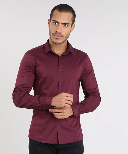Camisa-Masculina-Super-Slim-Manga-Longa-Vinho-9372459-Vinho_1 Camisa-Masculina-Super-Slim-Manga-Longa-Vinho-9372459-Vinho_1