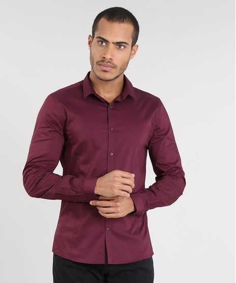 Camisa-Masculina-Super-Slim-Manga-Longa-Vinho-9372459-Vinho_1