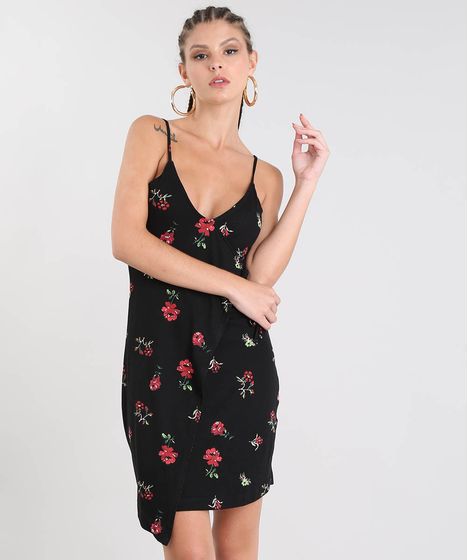 vestido de alcinha estampado curto