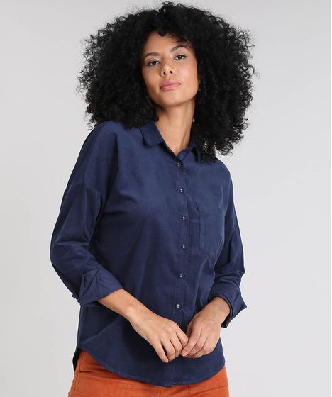 camisa veludo feminina