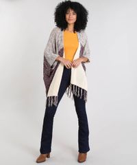 Kimono-Feminino-Estampado-Geometrico-em-Trico-com-Franjas-Manga-3-4-Bege-Claro-9377914-Bege_Claro_3