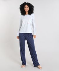Pijama-Feminino-com-Estampa--Be-the-Reason--Manga-Longa-Cinza-Mescla-9514758-Cinza_Mescla_1
