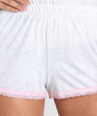 Pijama-Feminino-com-Renda-Manga-Curta-Cinza-Mescla-Claro-9514762-Cinza_Mescla_Claro_4