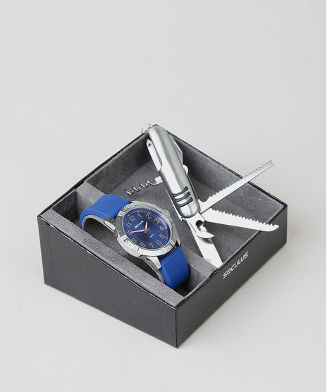Kit-de-Relogio-Analogico-Seculus-Masculino---Canivete---23663G0SVNI1K-Azul-9553474-Azul_1