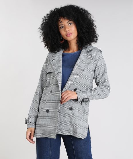 Casaco-Trench-Coat-Feminino-Estampado-Xadrez-com-Capuz-Preto-9356339-Preto_1