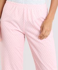 Pijama-Feminino-com-Estampa-de-Poa-e-Renda-Manga-Curta-Cinza-Mescla-9505370-Cinza_Mescla_4