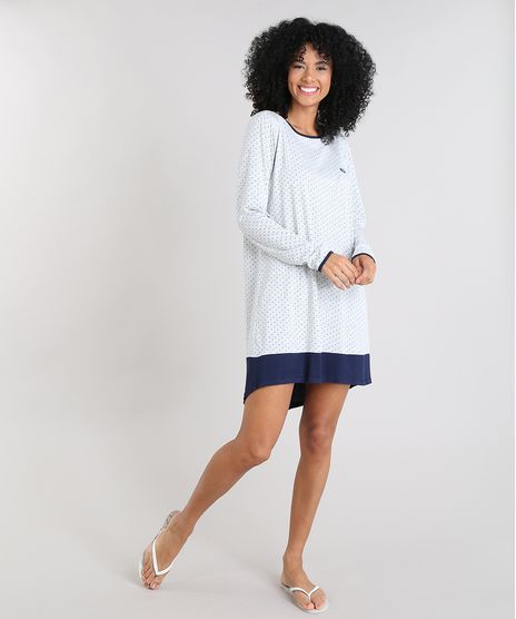 Camisola-Feminina-Estampada-de-Poa-Manga-Longa-Cinza-Mescla-Claro-9505373-Cinza_Mescla_Claro_1