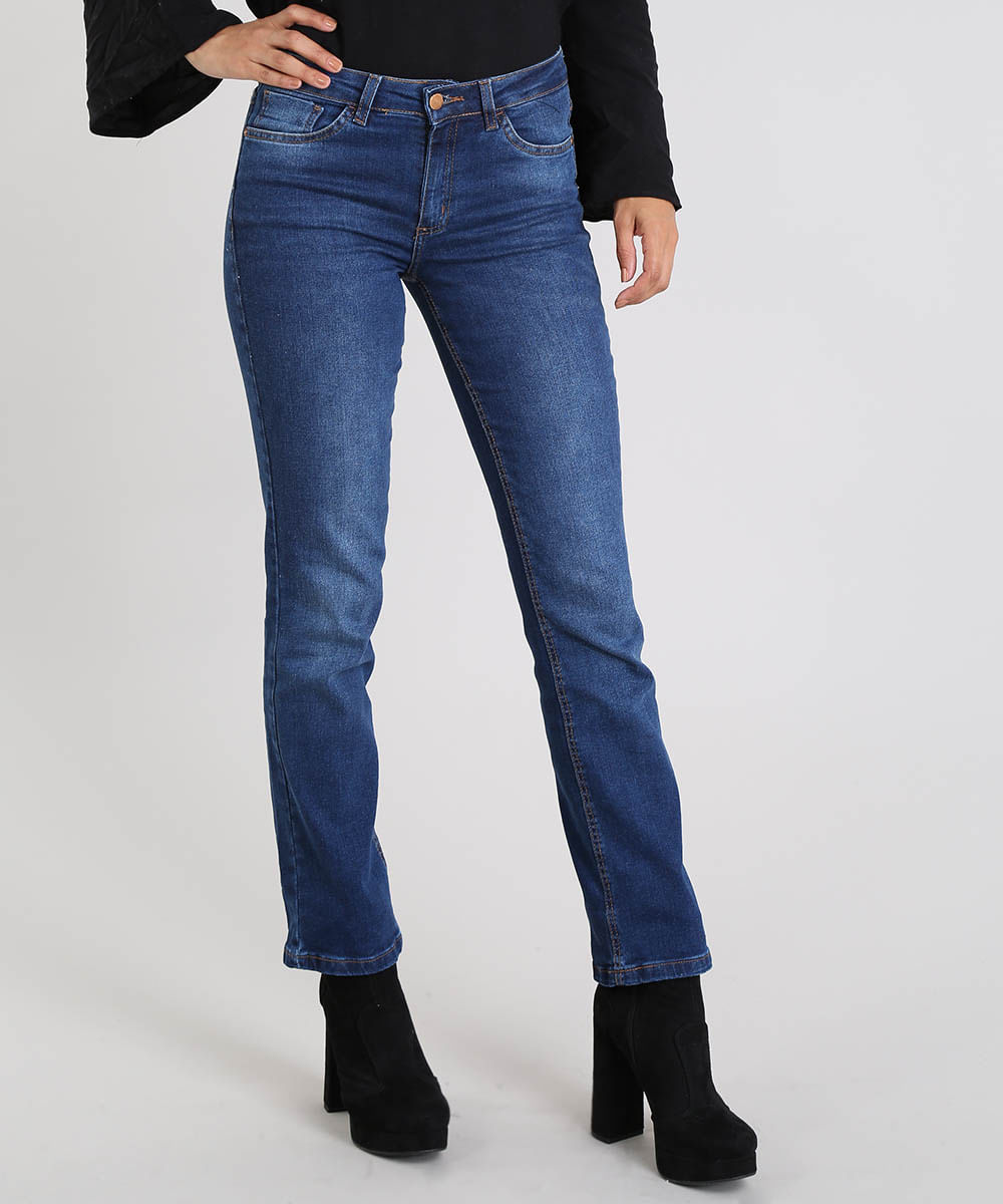 calça jeans costura reta feminina