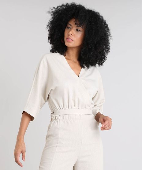 Blusa-Feminina-Cropped-Transpassada-com-Linho-Manga-3-4-Decote-V-Kaki-9521124-Kaki_1