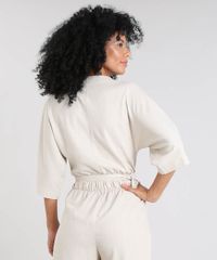 Blusa-Feminina-Cropped-Transpassada-com-Linho-Manga-3-4-Decote-V-Kaki-9521124-Kaki_2