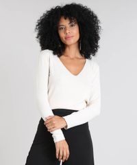 Blusa-Feminina-em-Trico-Manga-Longa-Decote-V-Kaki-Claro-9421238-Kaki_Claro_1