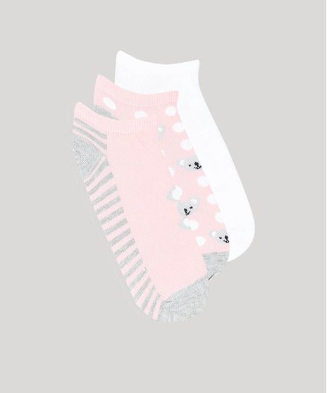 Kit-de-3-Meias-Femininas-Cano-Baixo-Coala-Multicor-9503657-Multicor_1