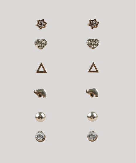 Kit-de-6-Brincos-Femininos-Dourado-9120649-Dourado_1