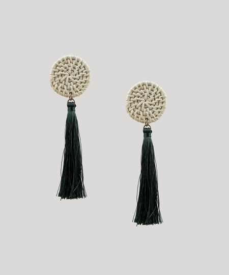 Brinco-Feminino-Redondo-com-Palha-e-Tassel-Verde-9469775-Verde_1