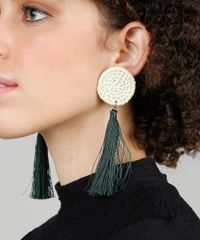 Brinco-Feminino-Redondo-com-Palha-e-Tassel-Verde-9469775-Verde_2
