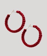 Brinco-Feminino-de-Argola-em-Veludo-Vinho-9427635-Vinho_1