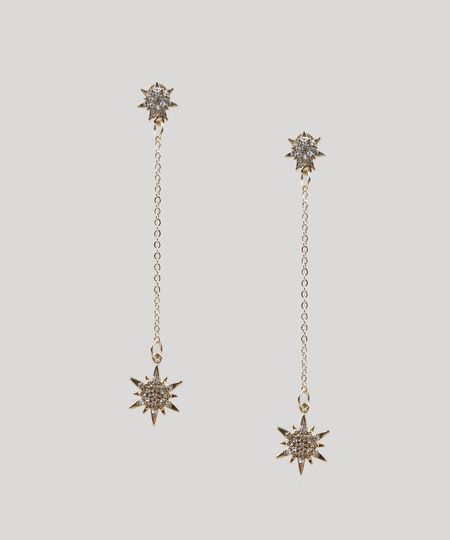 Brinco-Feminino-com-Pingente-de-Estrela-Dourado-9435974-Dourado_1