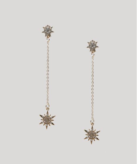 Brinco-Feminino-com-Pingente-de-Estrela-Dourado-9435974-Dourado_1