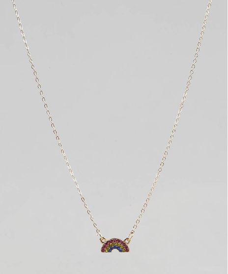 Colar-Feminino-com-Pingente-de-Arco-Iris-Dourado-9435987-Dourado_1