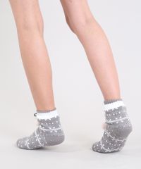 Meia-Feminina-de-Inverno-em-Trico-Estampada-Etnica-com-Pelo-e-Pompom-Cinza-9392534-Cinza_3