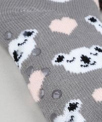 Meia-Feminina-de-Inverno-em-Trico-Estampada-de-Coala-com-Pelo-e-Pompom-Cinza-9392533-Cinza_5