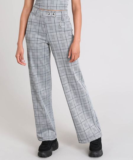 Calca-Feminina-Pantalona-Estampada-Xadrez-com-Argola-Cinza-Mescla-9520908-Cinza_Mescla_1 Calca-Feminina-Pantalona-Estampada-Xadrez-com-Argola-Cinza-Mescla-9520908-Cinza_Mescla_1