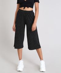 Calca-Pantacourt-Feminina-Estampada-de-Poa-Preta-9519098-Preto_1