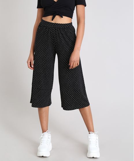 Calca-Pantacourt-Feminina-Estampada-de-Poa-Preta-9519098-Preto_1