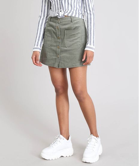 Saia-Feminina-Curta-em-Veludo-Cotele-com-Bolsos-Verde-Militar-9371777-Verde_Militar_1