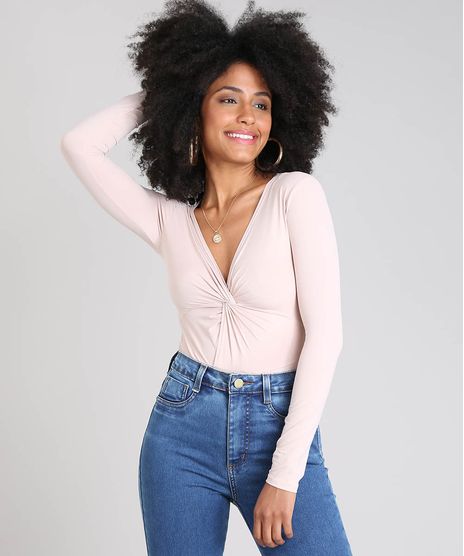 Body-Feminino-com-No-Manga-Longa-Decote-V-Protecao-UV50--Rose-9516712-Rose_1