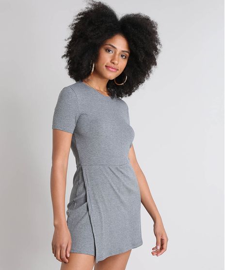 Macaquinho-Short-Saia-Feminino-Canelado-Manga-Curta--Cinza-Mescla-9502910-Cinza_Mescla_1