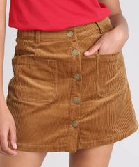Saia-Feminina-Curta-em-Veludo-Cotele-com-Bolsos-Caramelo-9371777-Caramelo_4