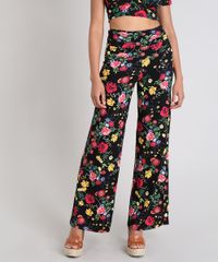 Calca-Feminina-Pantalona-Estampada-Floral-Cos-Largo--Preta-9503270-Preto_1