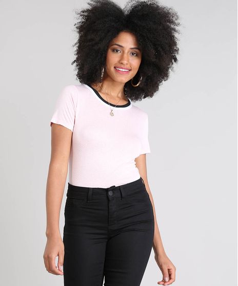 Blusa-Feminina-Manga-Curta-Decote-Redondo-Colorido-Rosa-Claro-9506870-Rosa_Claro_1