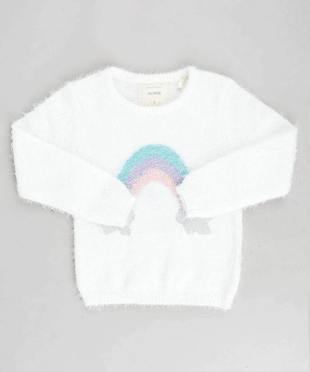 Sueter-Infantil-em-Trico-Felpado-Arco-Iris-Off-White-9366976-Off_White_1