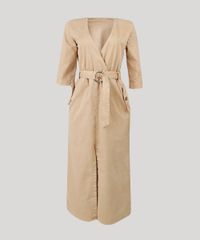 Vestido-de-Sarja-Feminino-Mindset-Midi-Transpassado-Manga-Curta-Kaki-9569905-Kaki_5