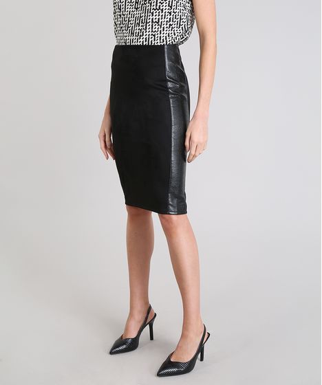 saia preta com listra branca na lateral