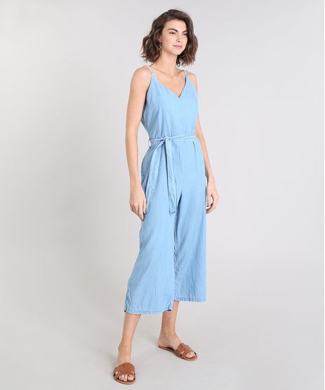 Macacao-Jeans-Feminino-Pantacourt-com-Faixa-para-Amarrar-Alca-Fina-Azul-Claro-9539069-Azul_Claro_1