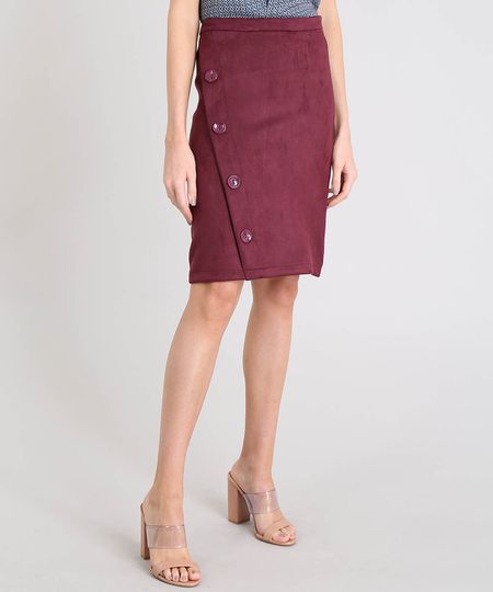 Saia-Lapis-Feminina-em-Suede-com-Botoes-Vinho-9443086-Vinho_1 Saia-Lapis-Feminina-em-Suede-com-Botoes-Vinho-9443086-Vinho_1