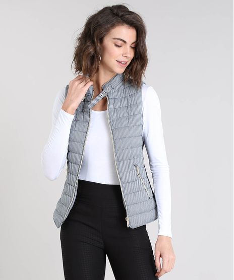 Colete-Feminino-Puffer-Estampado-Xadrez-com-Fivela-Preto-9358279-Preto_1