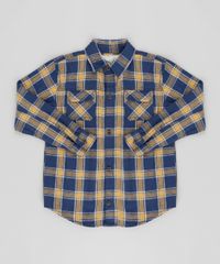 Camisa-Infantil-Estampada-Xadrez-com-Bolsos-Manga-Longa-Azul-Marinho-9487222-Azul_Marinho_1