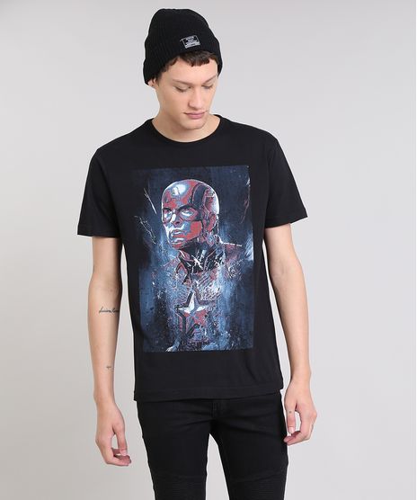 Camiseta-Masculina-Capitao-America-Manga-Curta-Decote-Redondo-Preta-9559925-Preto_1