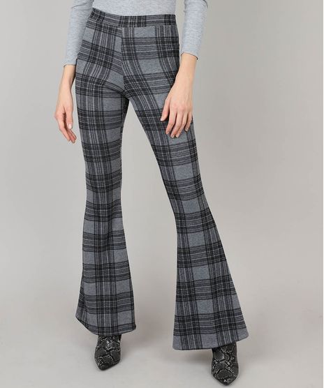Calca-Feminina-Flare-Estampada-Xadrez-Cinza-Mescla-Escuro-9504704-Cinza_Mescla_Escuro_1