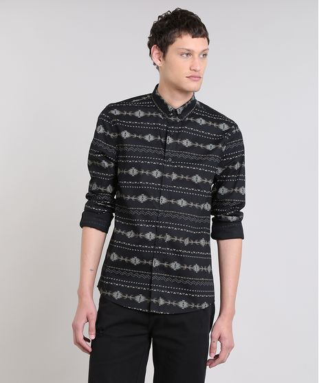 Camisa-Masculina-Estampada-Etnica-Manga-Longa-Preta-9470106-Preto_1