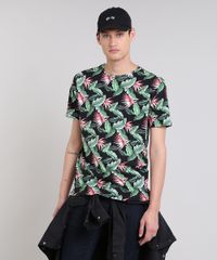 Camiseta-Masculina-Estampada-Tropical-Manga-Curta-Gola-Careca-Preta-9472822-Preto_1