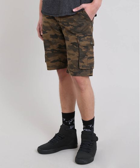 Bermuda-Masculina-Cargo-em-Sarja-Estampada-Camuflagem-Marrom-9473782-Marrom_1