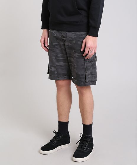 Bermuda-Masculina-Cargo-em-Sarja-Estampada-Camuflagem-Chumbo-9473783-Chumbo_1