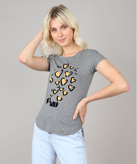 Blusa-Feminina--She-s-Wild--Manga-Curta-Decote-Redondo-Cinza-Mescla-Escuro-9460243-Cinza_Mescla_Escuro_1