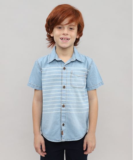 Camisa-Jeans-Infantil-com-Listras-e-Bolso-Manga-Curta-Azul-Claro-9528491-Azul_Claro_1